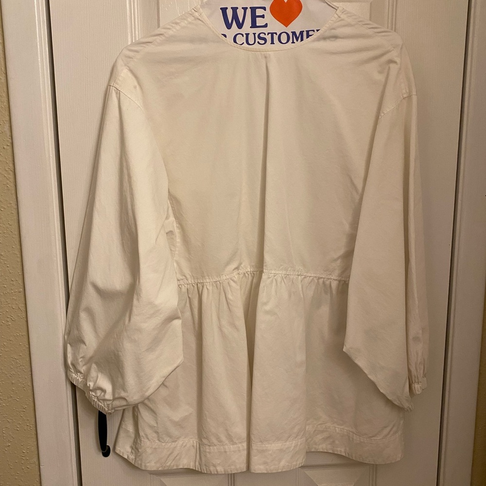 COS White Tie-Detail Peplum Blouse